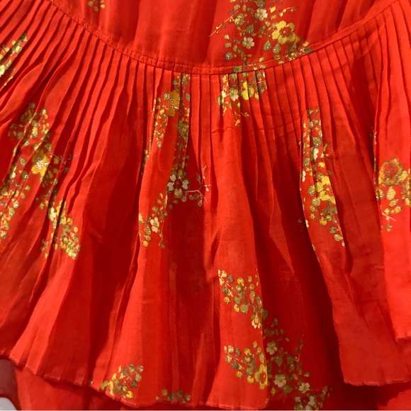 Derek Lam 10 Crosby Poppy Red Pleated Layered Ruffle Mini Skirt - Picture 2 of 6